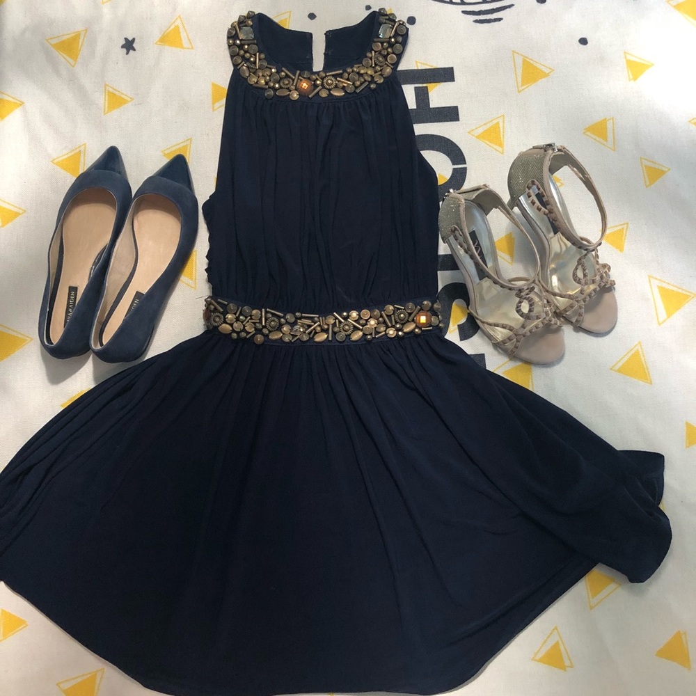 Navy Elegant backless Dress